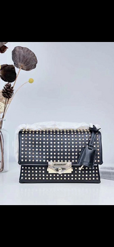 _New all -leather rivet small chain shoulder bag black-3d54c52d